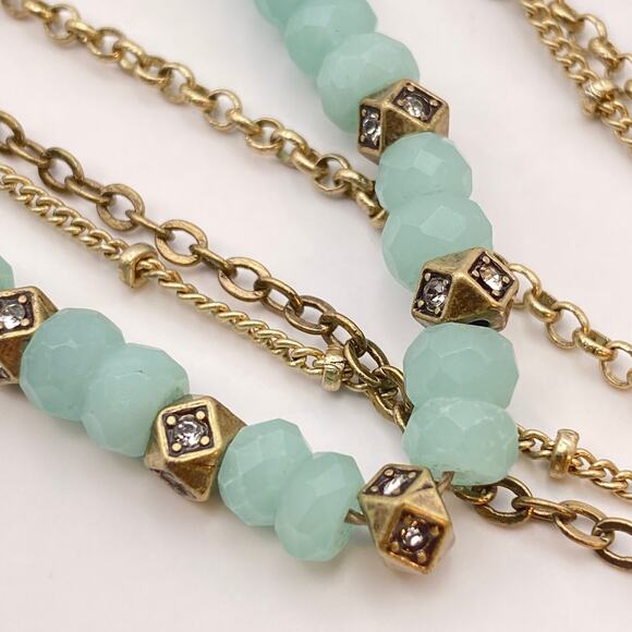 CHLOE + ISABEL Multi-Strand Gemstone Necklace Bead Crystal Glass Gold Tone 32" - Picture 4 of 9
